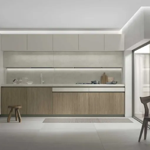 Cucina Moderna ad angolo Aliant v16 in vetro e melaminico di Stosa