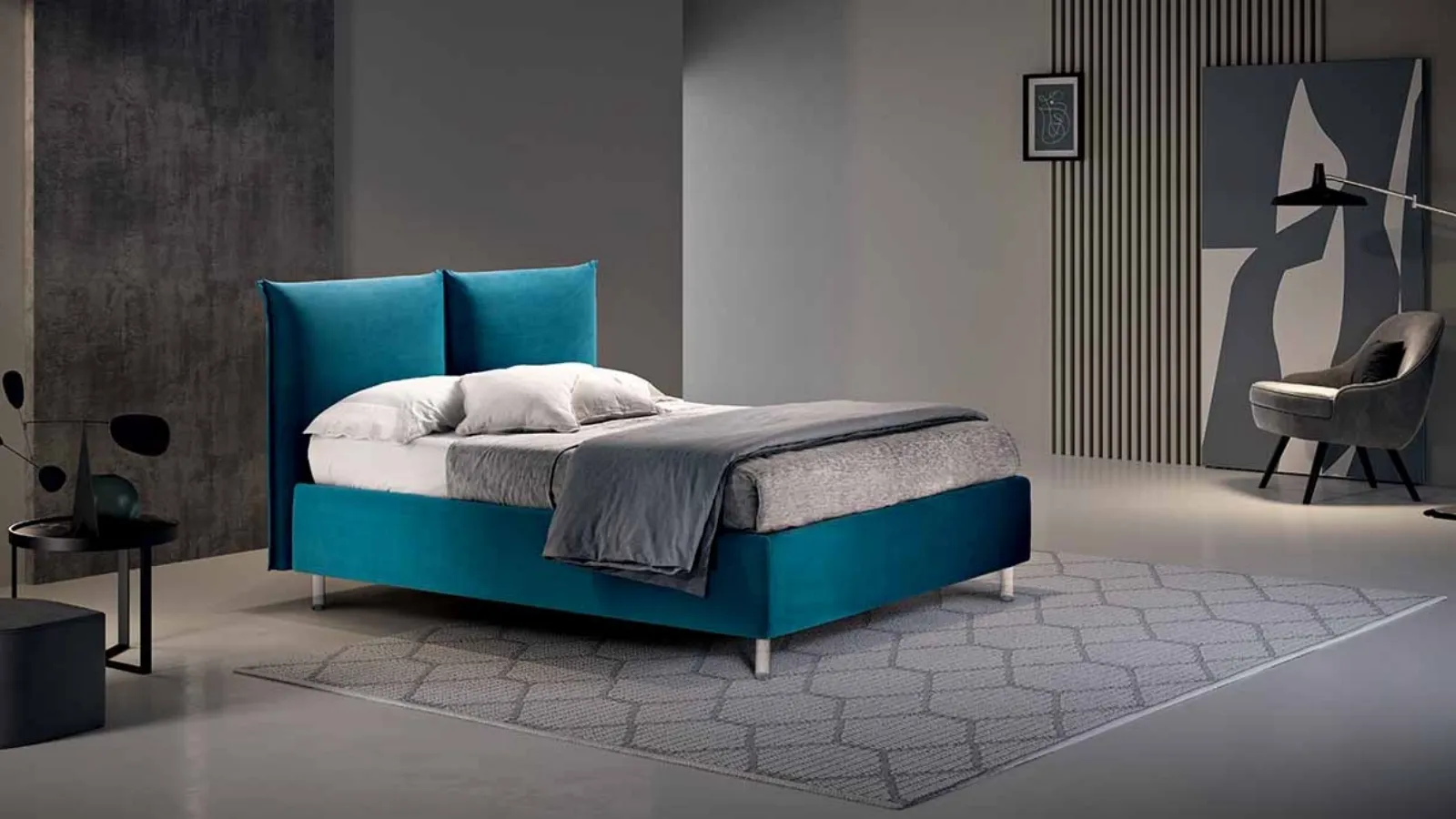 Letto in tessuto con testiera imbottita Gemini Flap di Cosmo Letti